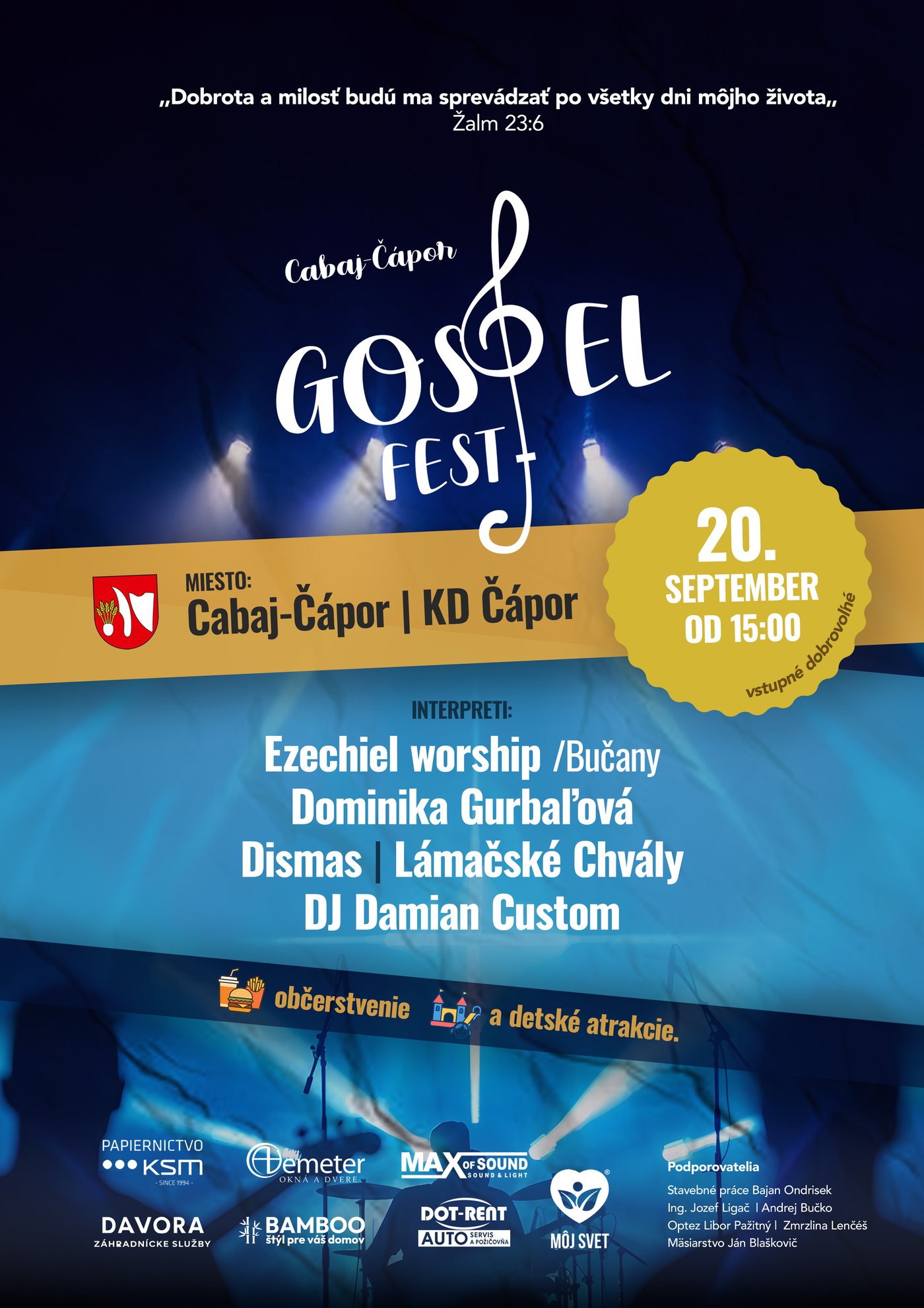Plagát Gospel Fest Cabaj-Čápor, 20. septembra 2026 od 15:00 v KD Čápor